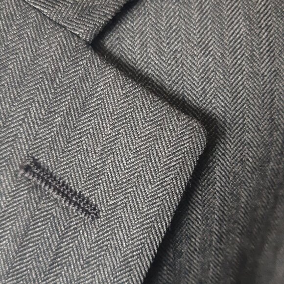 Boulevard Club SZ 46R 100% Wool Light Charcoal Herringbone Men's Sport Jacket - Picture 4 of 14